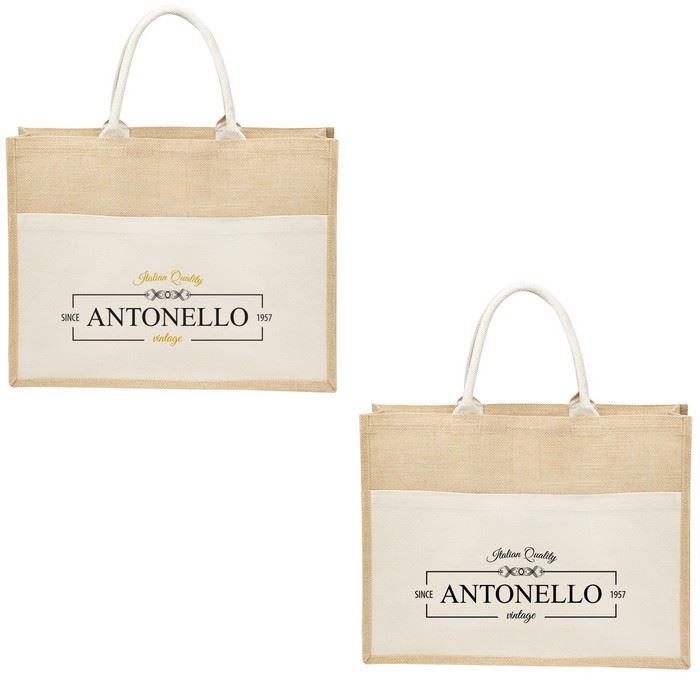 JH30111 Julia Jute Tote With Front Pocket And Custom Imprint